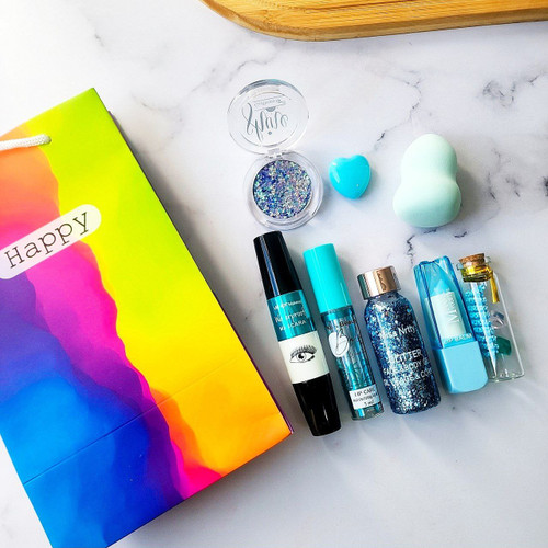 ست لوازم آرایشی کادویی ، کادو روز مادر ، کادو شب یلدا ، باکس کادویی آرایشی رنگ آبی